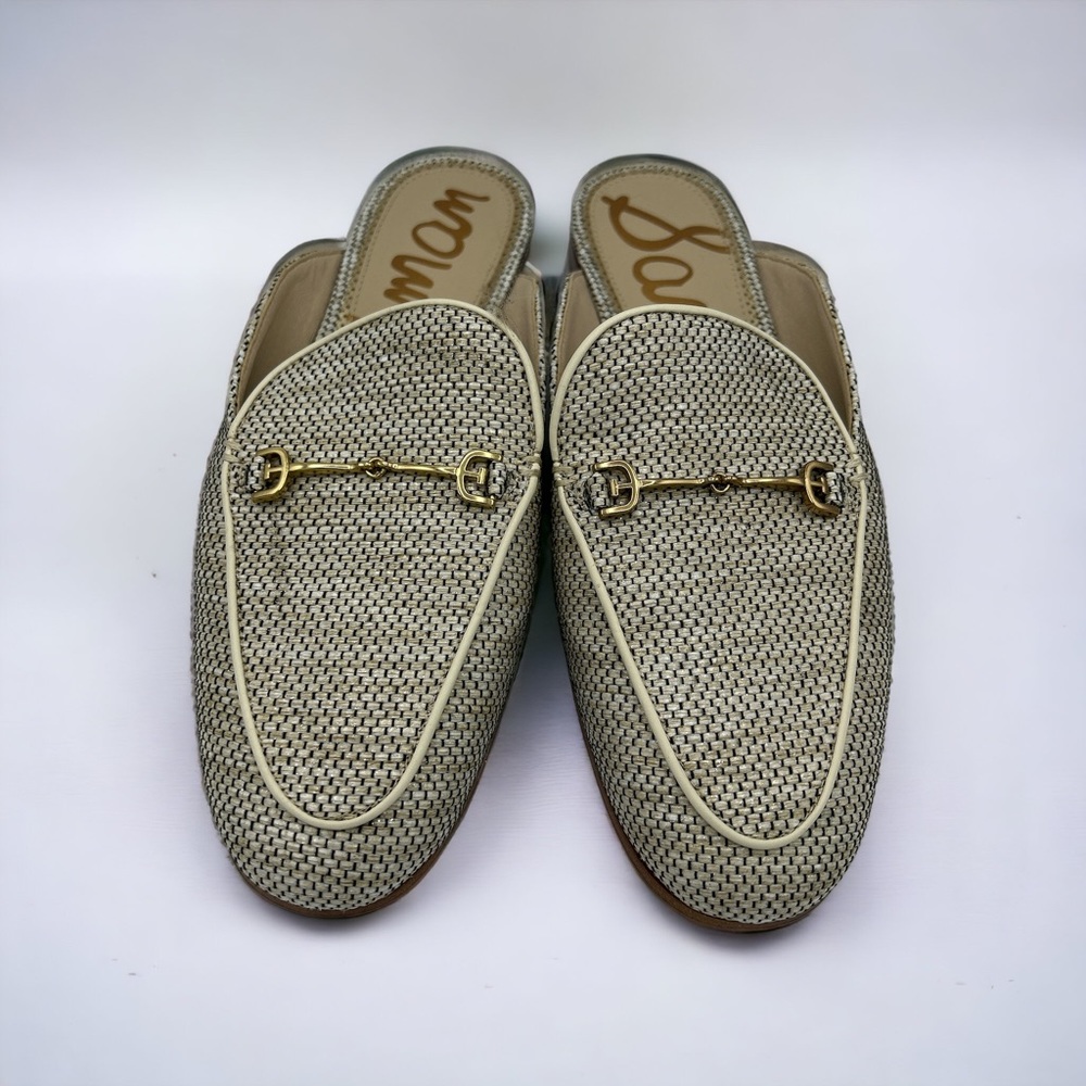 Sam Edelman Linnie Woven Chain Embellished Slip On Almond Toe Flat Mules Sz. 8w